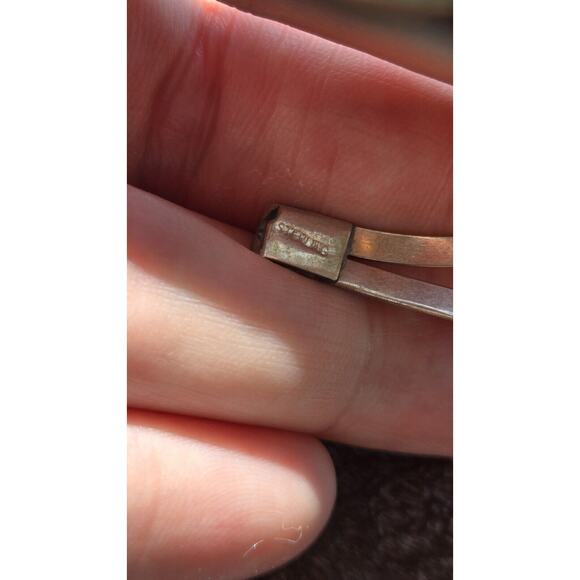 Vintage Native American Signed Turquoise Sterling Bracelet Shadowed 7.5-8" - Picture 5 of 6